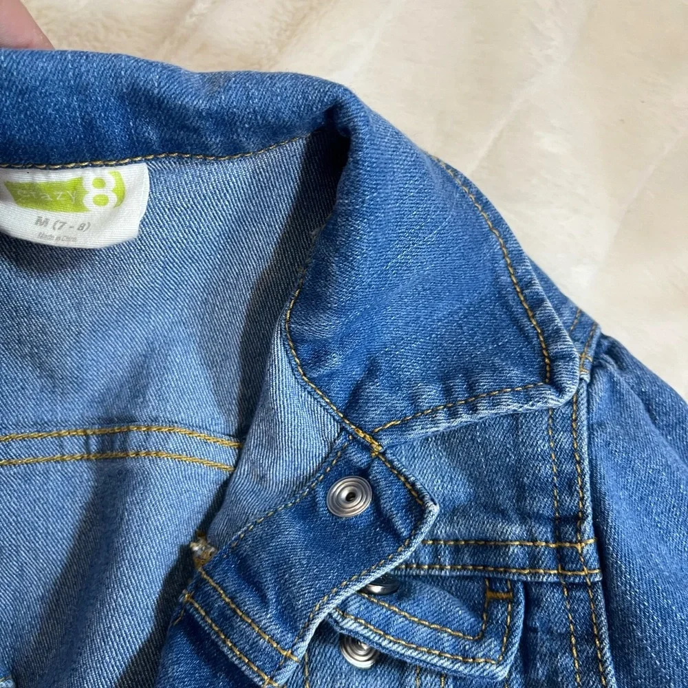 Crazy 8 Girls 7/8 Denim Blue Jean Jacket Spring Fall School Classic Preppy Light
